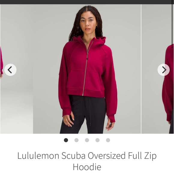 lululemon athletica Tops - Lululemon Overized cropped scuba full zip XS/S pomegranate